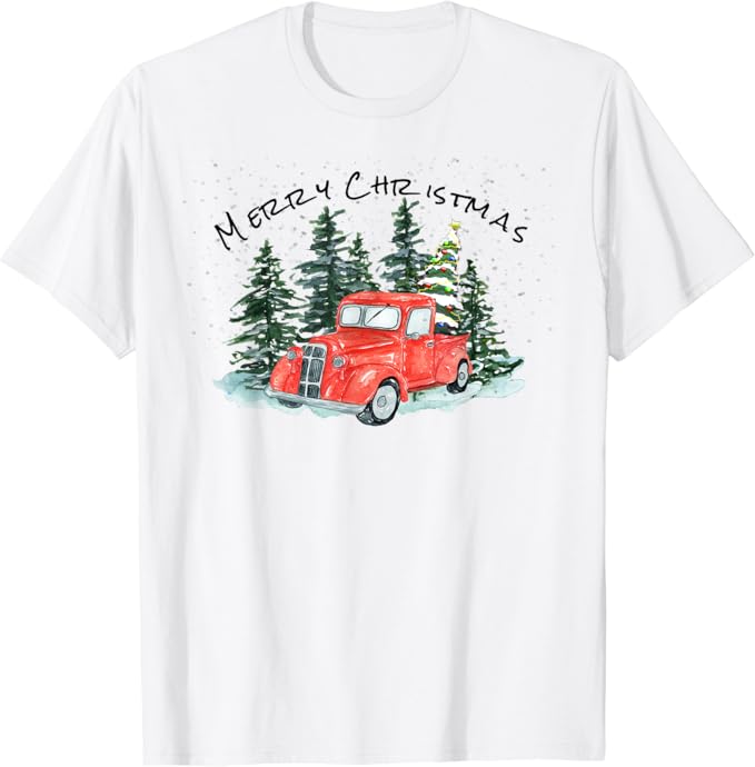 Vintage Red Truck Christmas Xmas Decor Pajamas For Family T